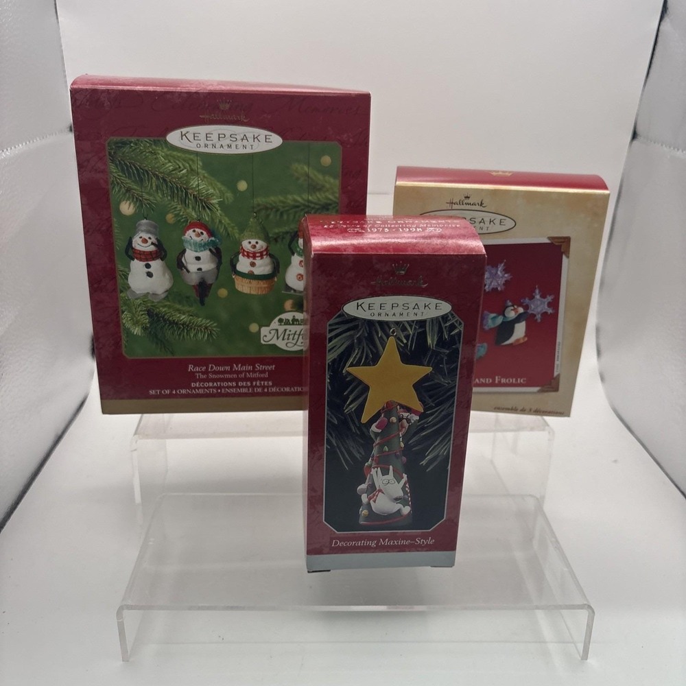 Hallmark Keepsake Ornaments~Lot of 3~Woodland Frolic/Maxine/Race Down Main St